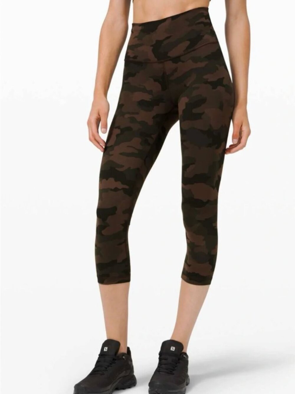 Lululemon Wunder Train High-Rise Crop 21" in Brown Camo - Size 6